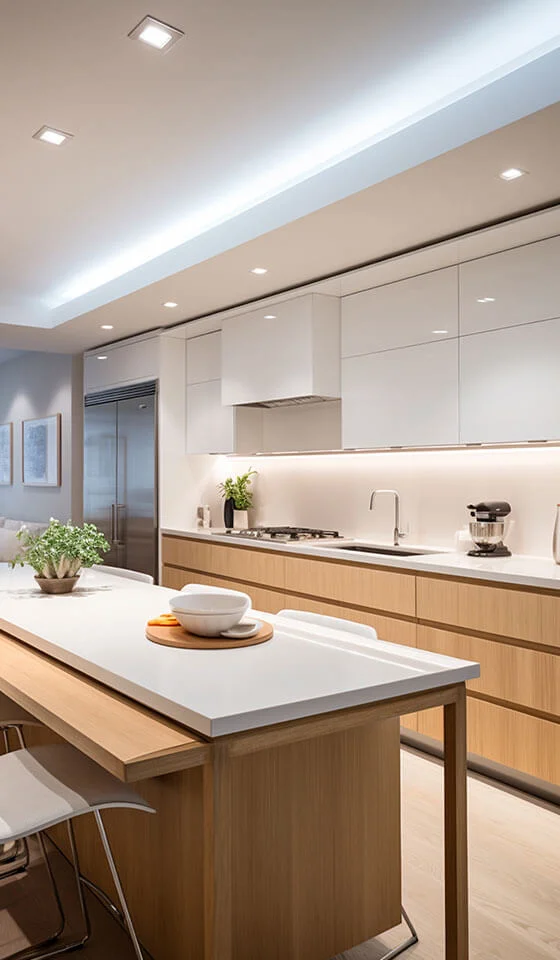 Modern kitchen design with custom cabinetry