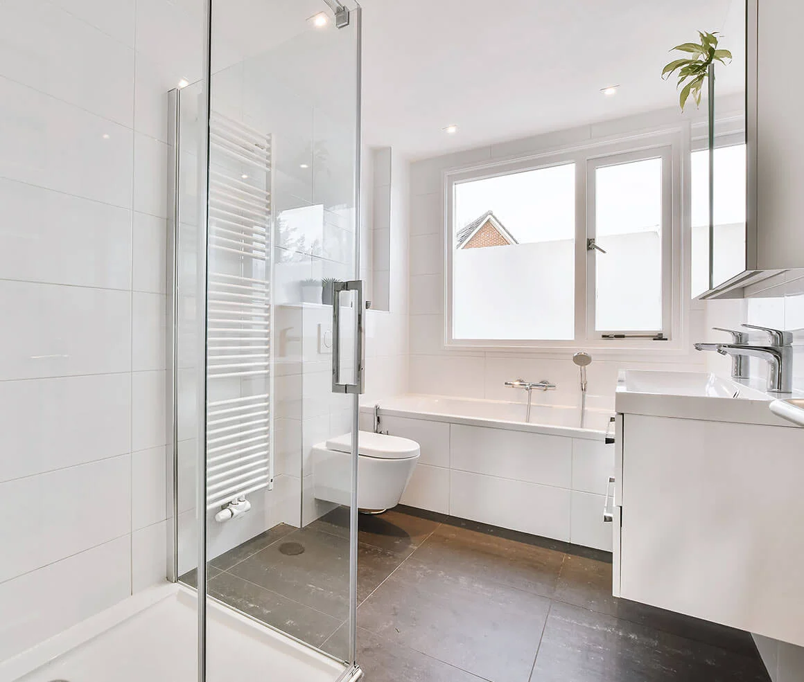 Bathroom remodeling with modern shower and vanity